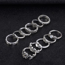 Load image into Gallery viewer, 11 Piece Silver Stack Bohemian Above Knuckle Rings