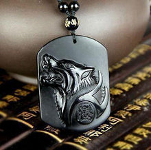 Load image into Gallery viewer, Black Wolf Obsidian Necklace
