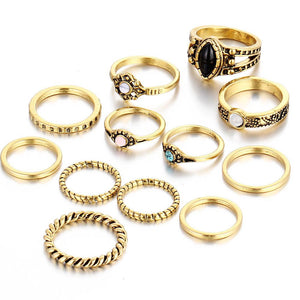 12 Piece Stack Boho Crystal Rings